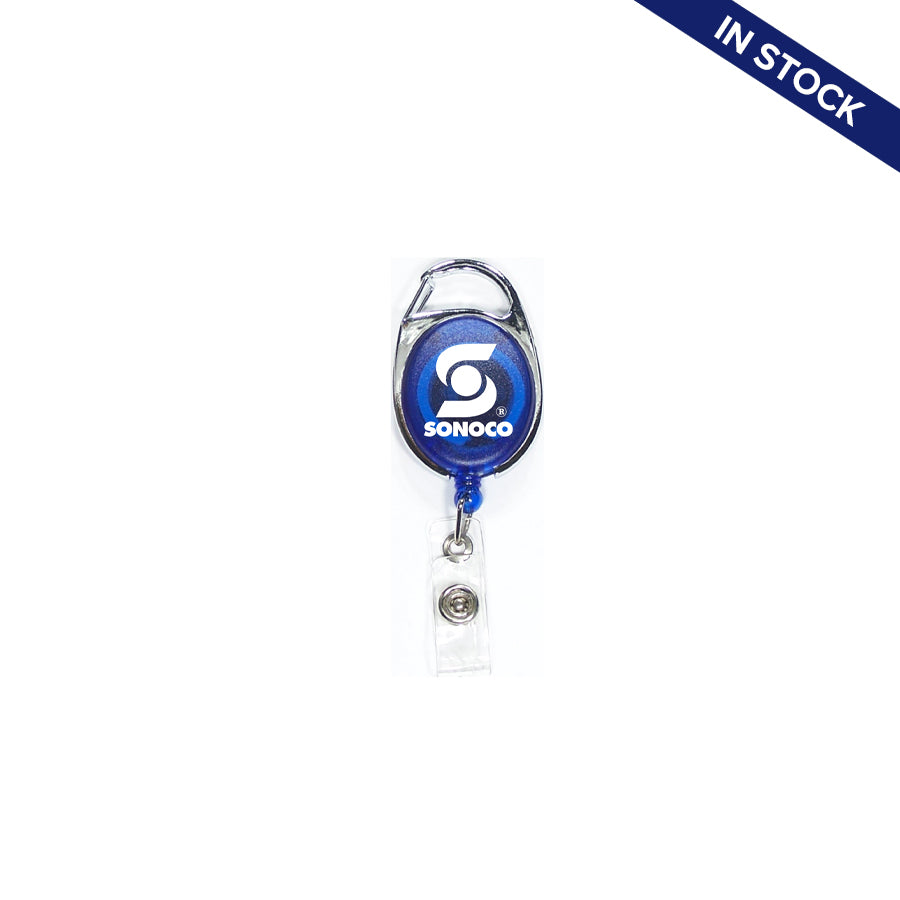 Oval Shape Retractable Badge Holder with Carabiner Clip