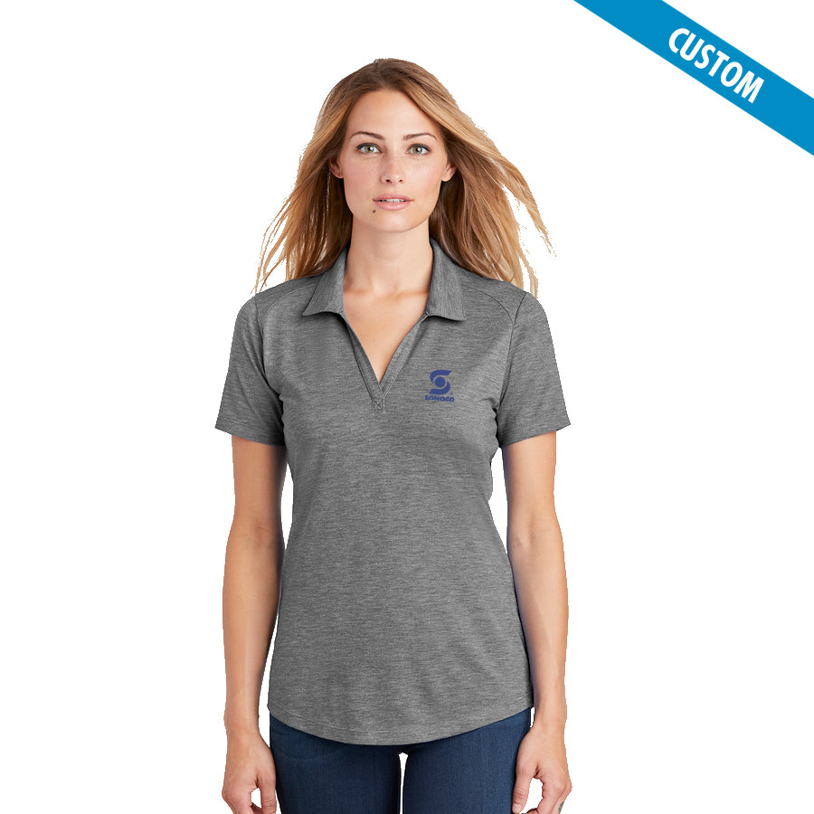 Sport-Tek Dark Grey Ladies PosiCharge Tri-Blend Wicking Polo