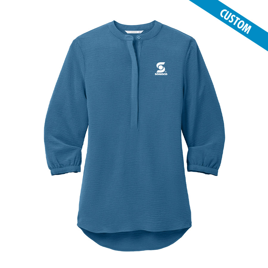 Ladies 3/4-Sleeve Textured Crepe Tunic