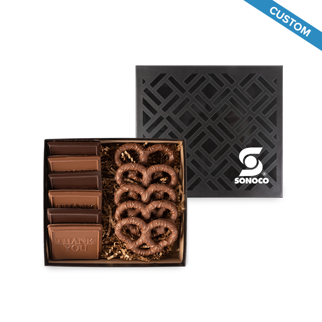 Piece Cookie and Confection Gift Box with Pretzels