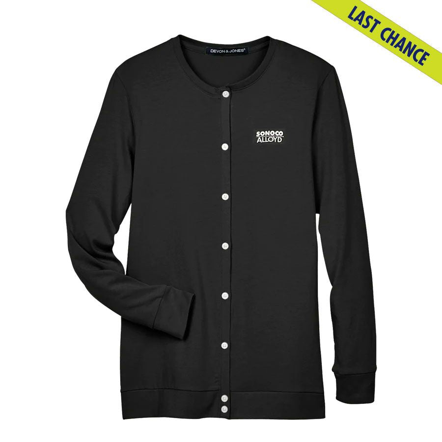Devon & Jones Ladies' Perfect Fit Ribbon Cardigan - Sonoco Alloyd Logo