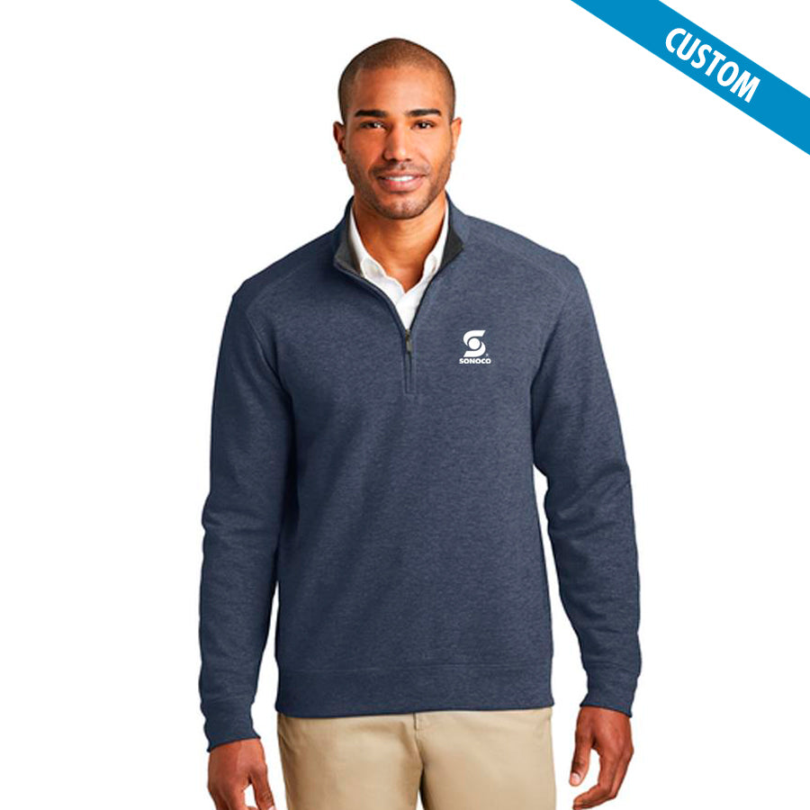 Sonoco 1/4-Zip Heather Navy Pullover